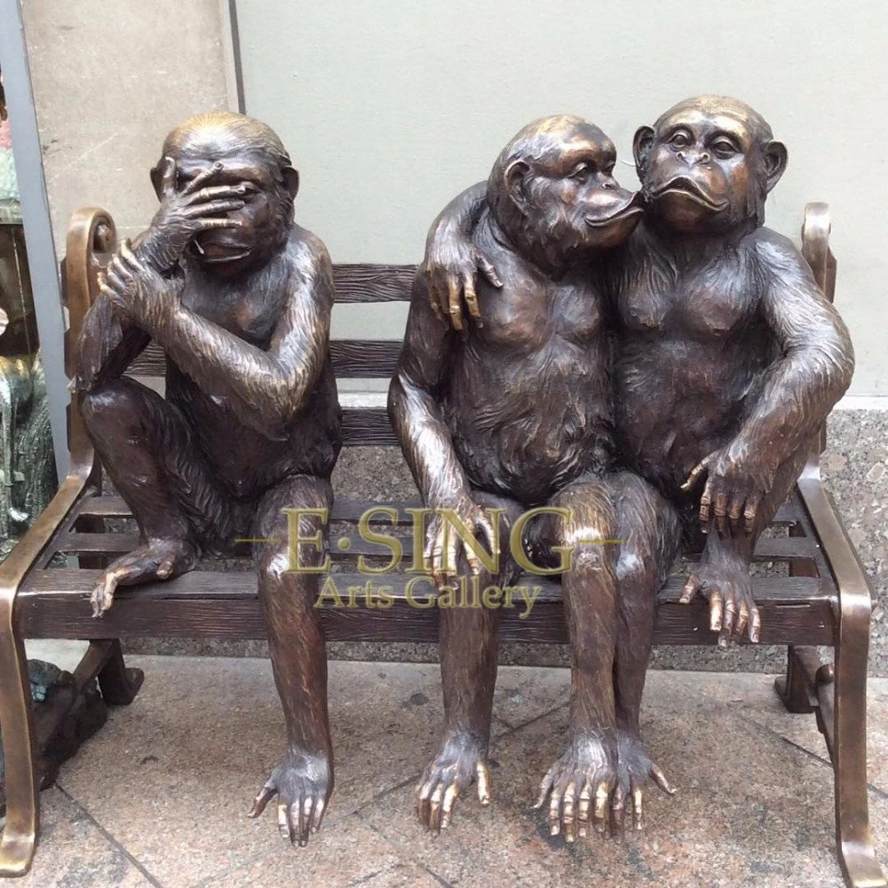 La decoración de jardín de esculturas de bronce de Mono de latón de tallado orangután estatua