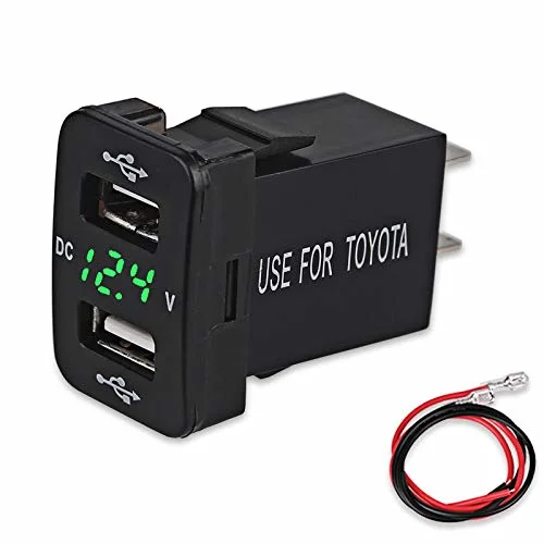 Car Charger 12V Dual USB Ports Socket Voltmeter 4.2A Power Adapter for Toyota