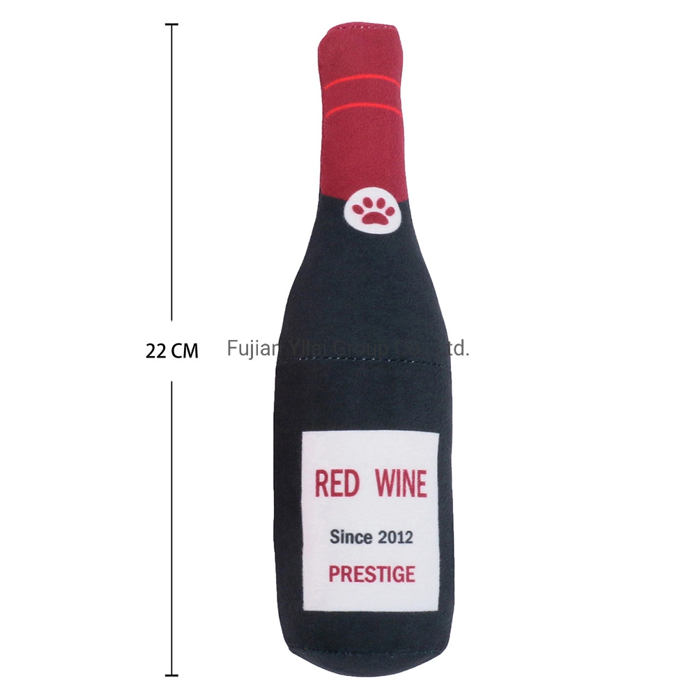 22/27cm Wine Bottle Plush Dog Interactive Toy Pet Chewing Squeaky Dog Toy for Small Medium Large Dogs