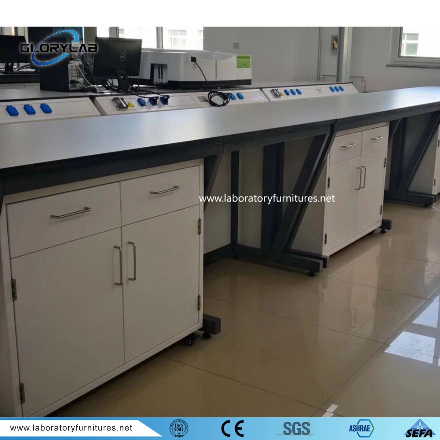 Mobiliario de laboratorio Acero Muebles de laboratorio de banco lateral con bastidor Z. JH-SL183