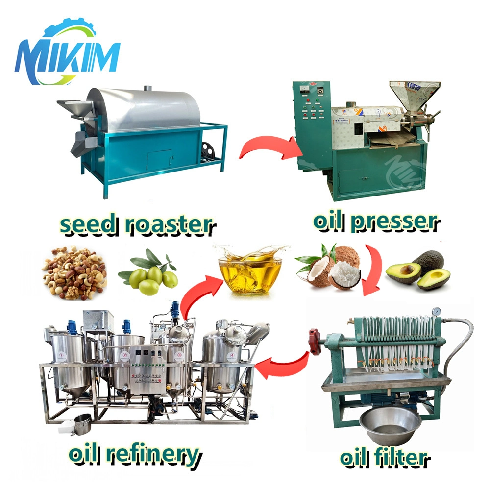 Oil Making Machine Seed Roaster Oil Expeller Filter Refining Complete Production Line Soybean Oil Press Machine Plant