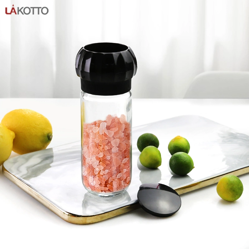 Wholesale/Supplier 100ml Glass Spice Bottle Salt Spice Mill with Manual Plastic Pepper Grinder Lid