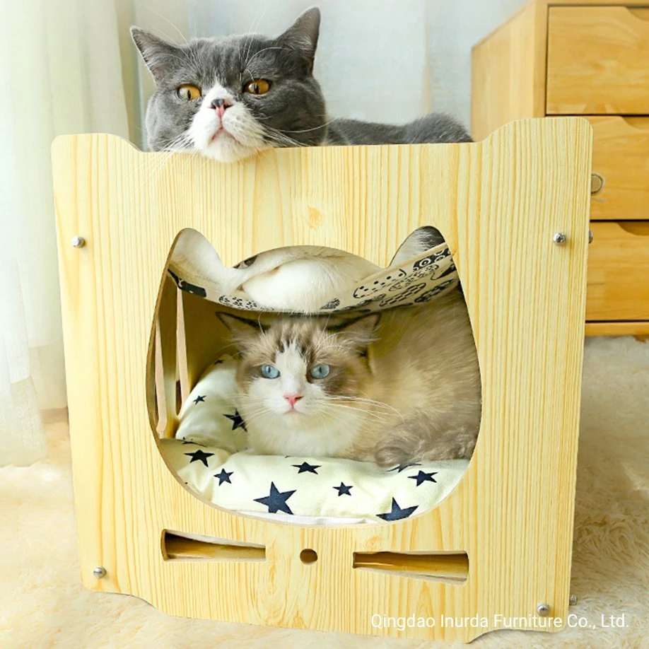 Wooden Pet Furniture Stackable Multifunctional Cat House