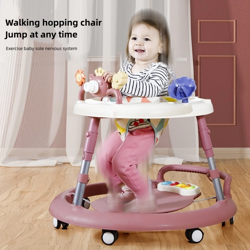 Rollover Design Music Light Early Education Toddler Sit to Stand Rotating Baby Walker with Handle Bar