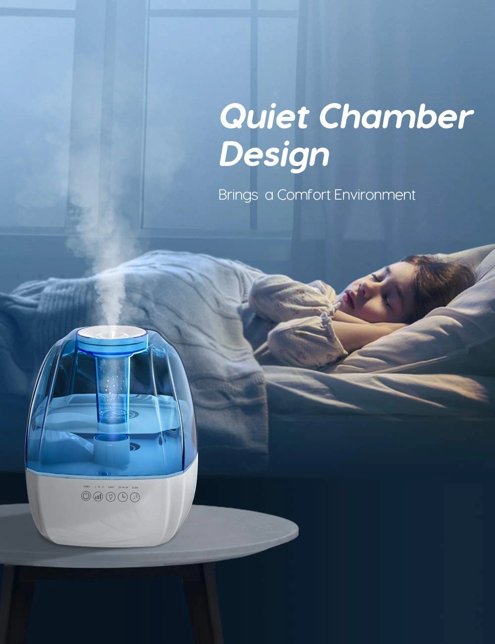 Santé Baby Care diffuseur humidificateur d'air à brume froide avec nuit Appareil domestique léger