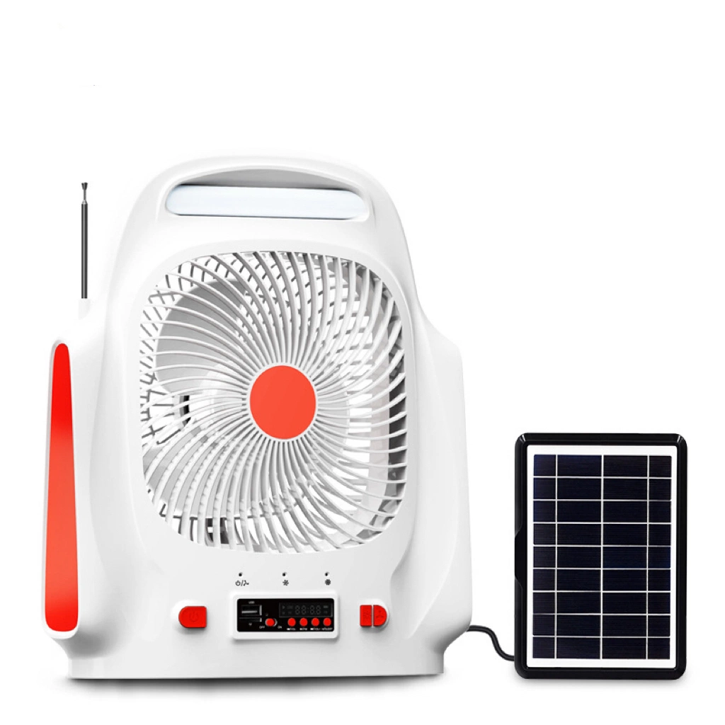 Tw009 8inch Mini Solar Battery for Fan with Light USB and Table Fans Solar Panel Charger for Household Camping