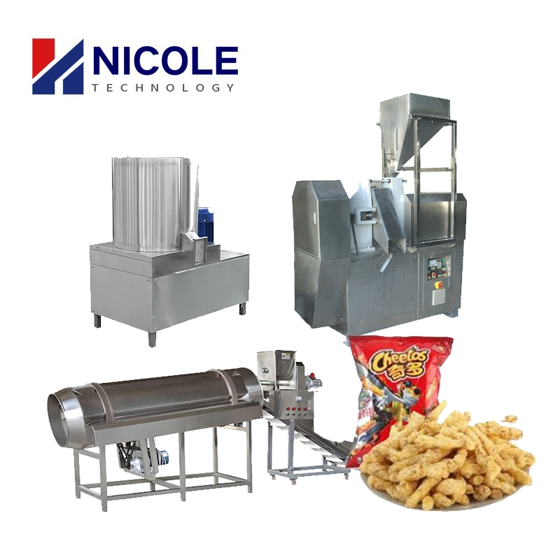 Eco-Friendly Kurkure Cheetos Niknak Making Machine Extrusion Fried Pellet Snacks Processing Line