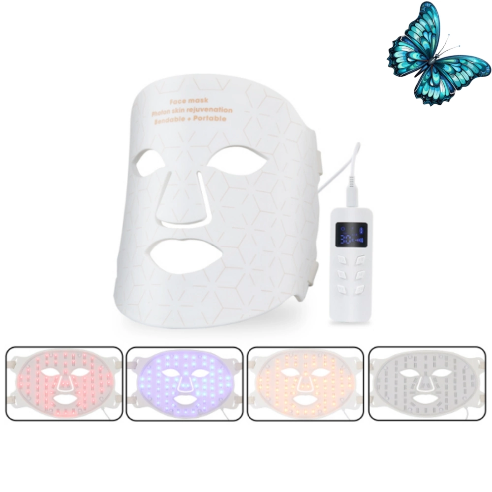 Skin Care 4in1colors Silicone Red LED Light Therapy Daily Use Facial Mask