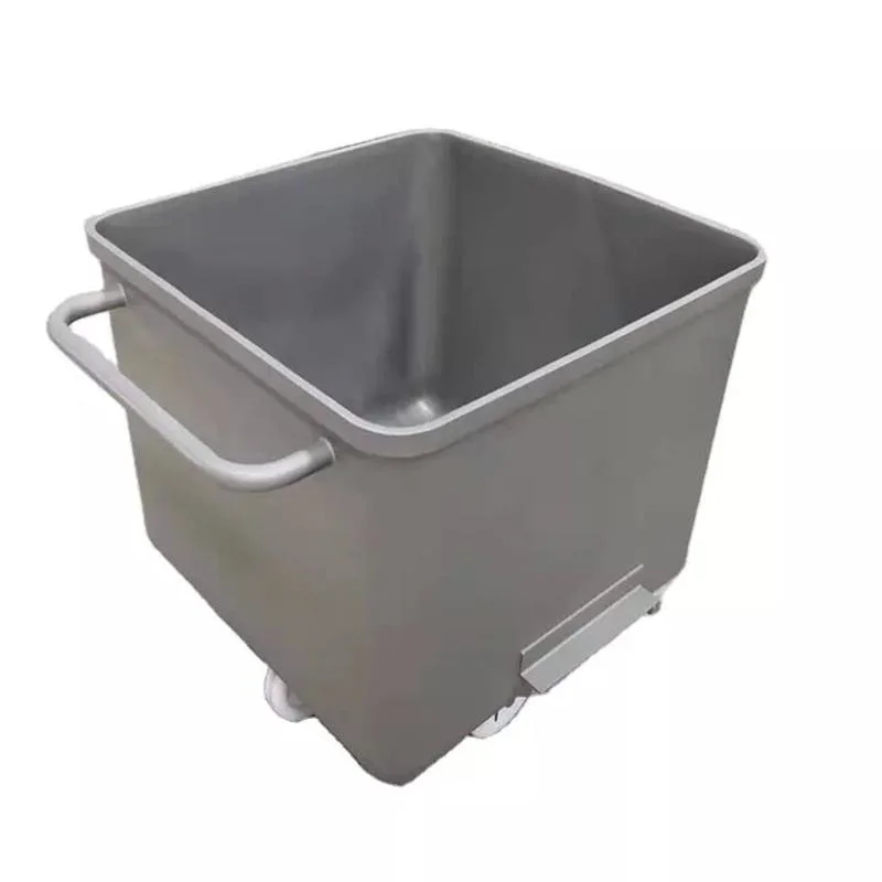 100L 200L Removable Stainless Steel Meat Bucket Meat Skip Meat Transporter Trash Can with Wheels