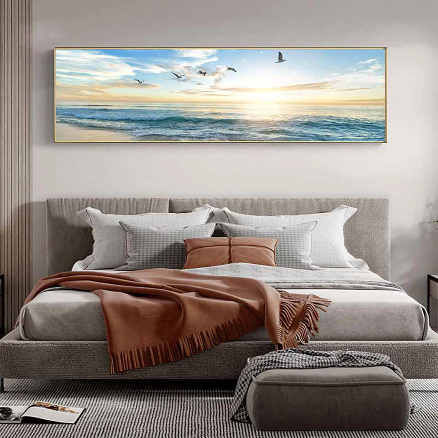 Customized Crystal Porcelain Seascape Headboard Painting Decorative Paintings