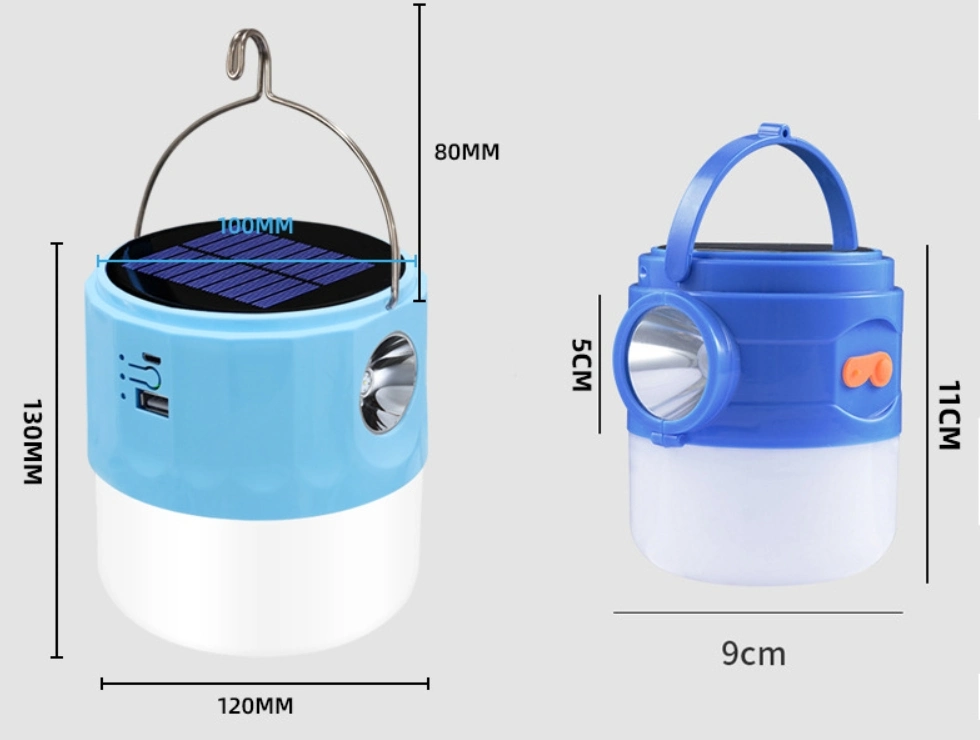 Lumière de camping portable rechargeable USB en plein air, ampoule LED avec 3 modes.