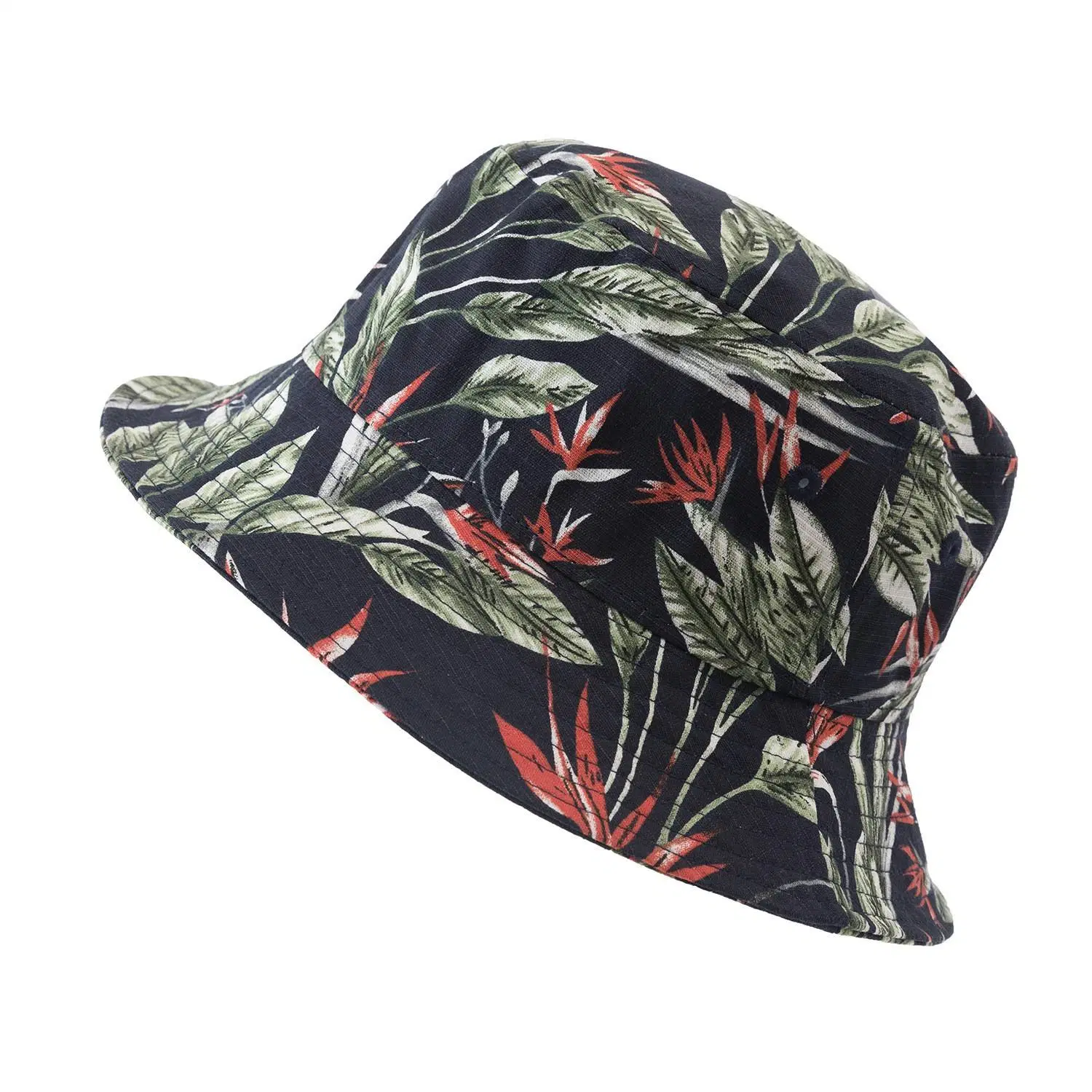 Tropical Flower Hawaiian Bucket Fitted Beach Floral Bucket Hat Floral Printing Bucket Hat