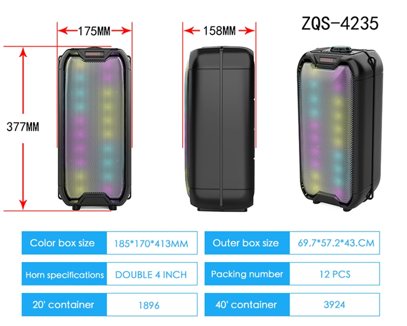 Zqs RGB 4235 RGB inalámbrico Bluetooth al aire libre grandes altavoces portátiles