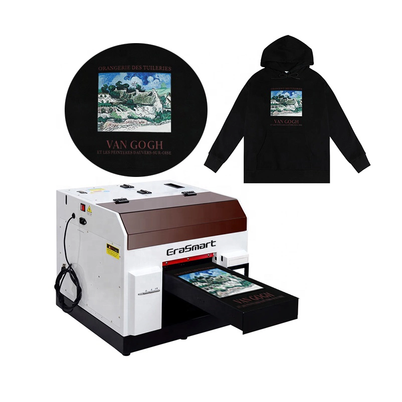Erasmart Cheap A3 A4 Size Single Double Heads Printing Machine Cmyk+Ww Digital Direct to Garment Printer for T Shirt