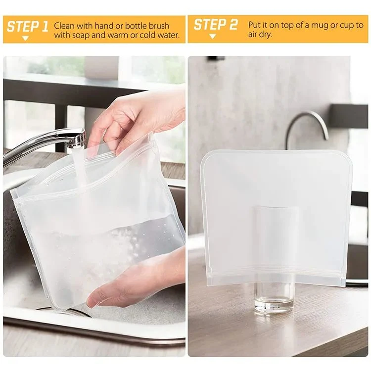 BPA Free Eco Friendly Reusable Leakproof Freezer Bag