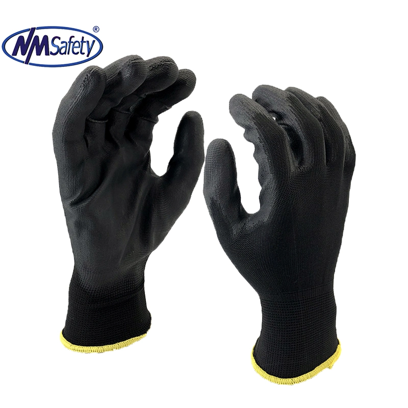 Nmsafety En388 Black Coated PU Hardware General Home Appliances Work Safety Gloves
