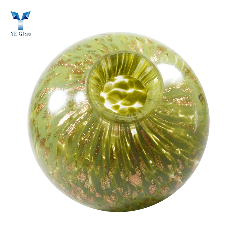 Blown Glass Flower Vase Morden Art Green Glass Vases for Home Decor