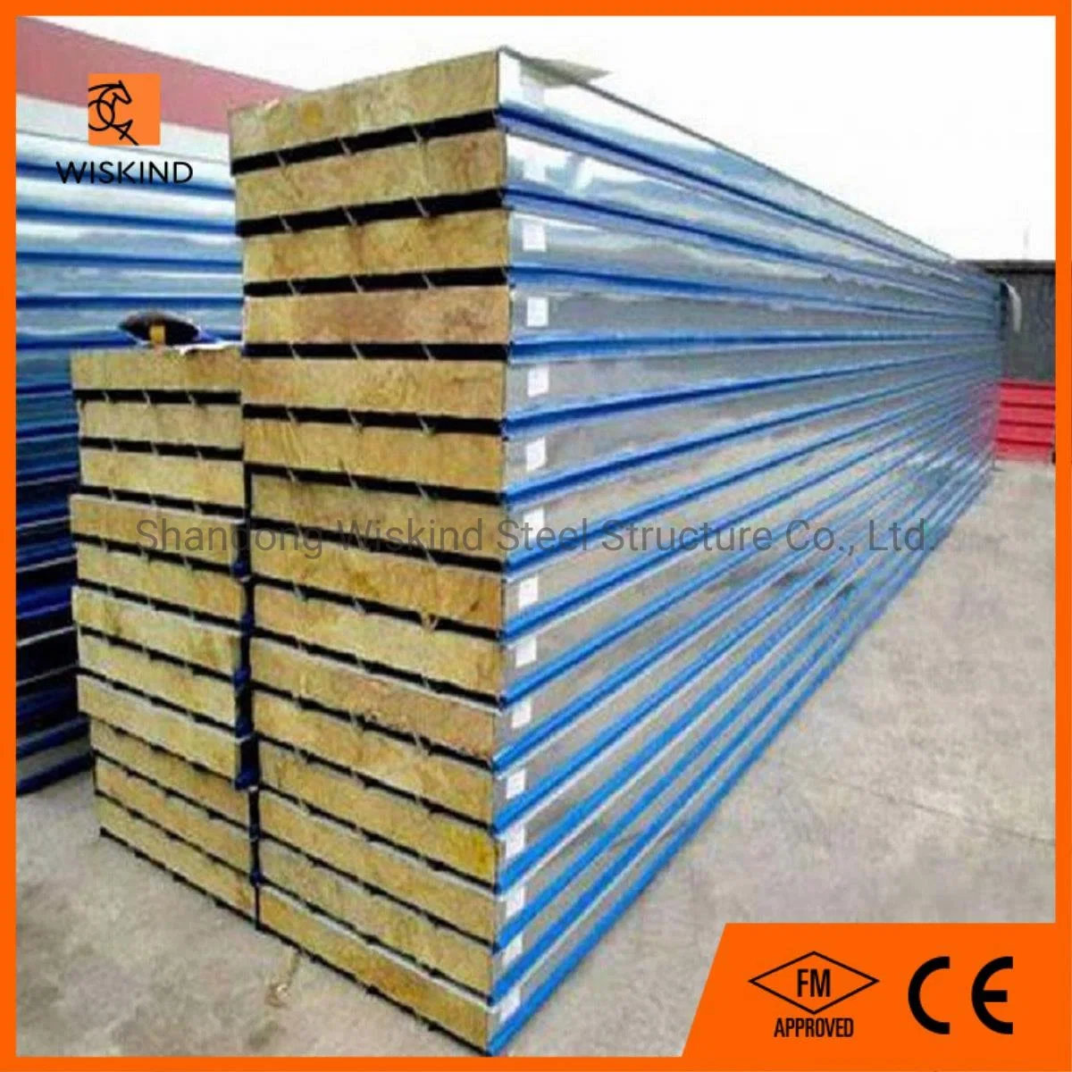 PE/HDP/PVDF/SMP/Hpc Coated Steel Sandwich Panel/Building Material Rockwool/PU/PIR for Modern Prefab Steel Structure Building Prefabricated