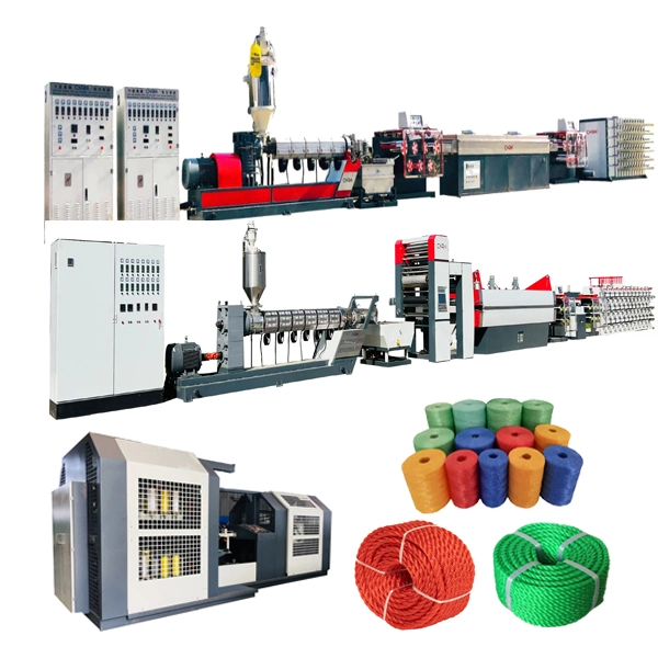 Hdtm Series Plastic PP PE Nylon Polypropylene Rope Twine Production Machine Line Twisting Monofilament Danline Raffia 3/4 Strand Rope Making Machine