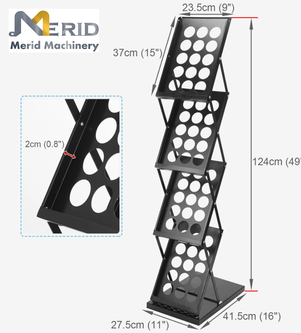 Emboutissage de métal produit personnalisé d'acier au carbone Portable Magazine Rack d'affichage de pliage