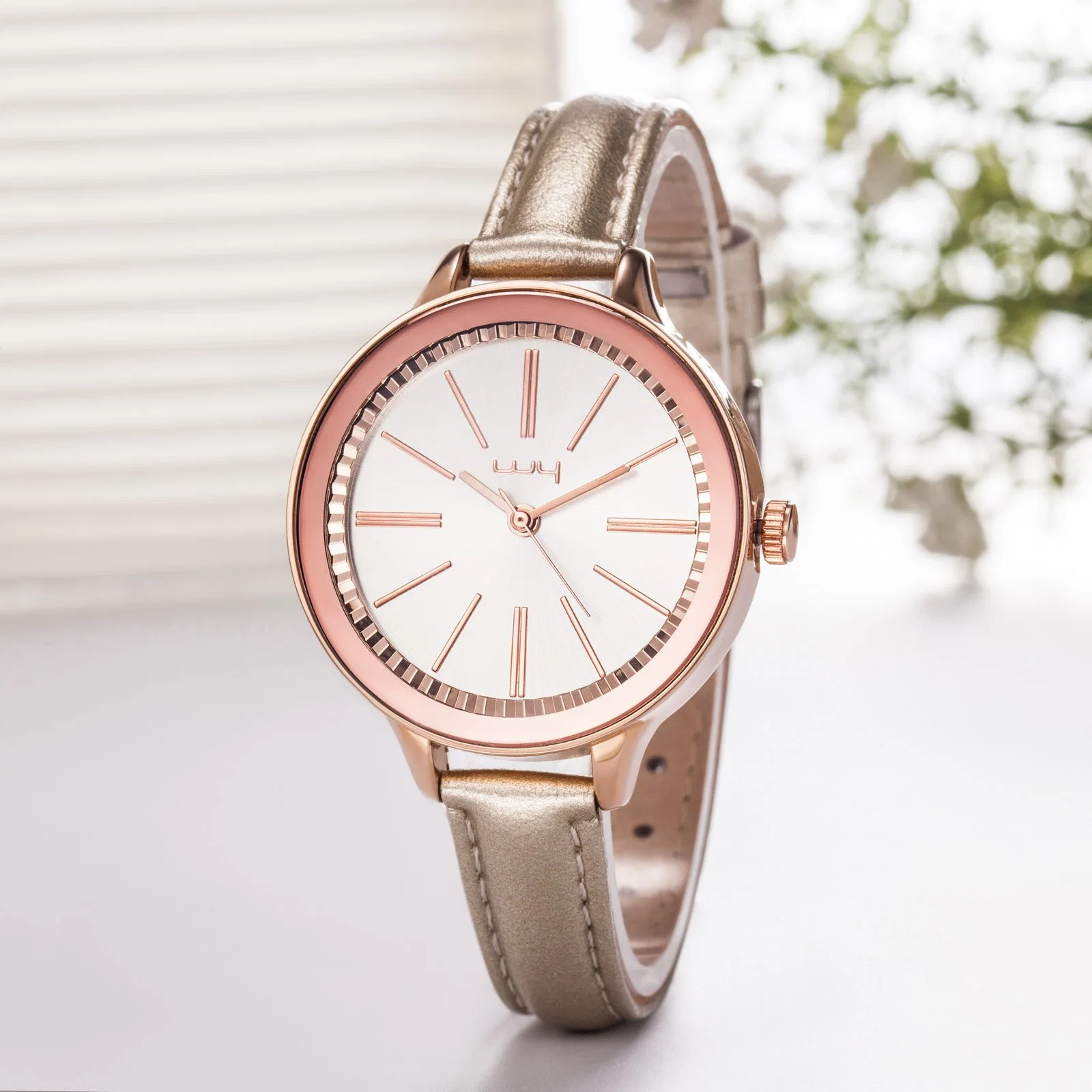 Minimalista personalizado genuino Beather Cuarzo reloj de pulsera marca Womans WY-043