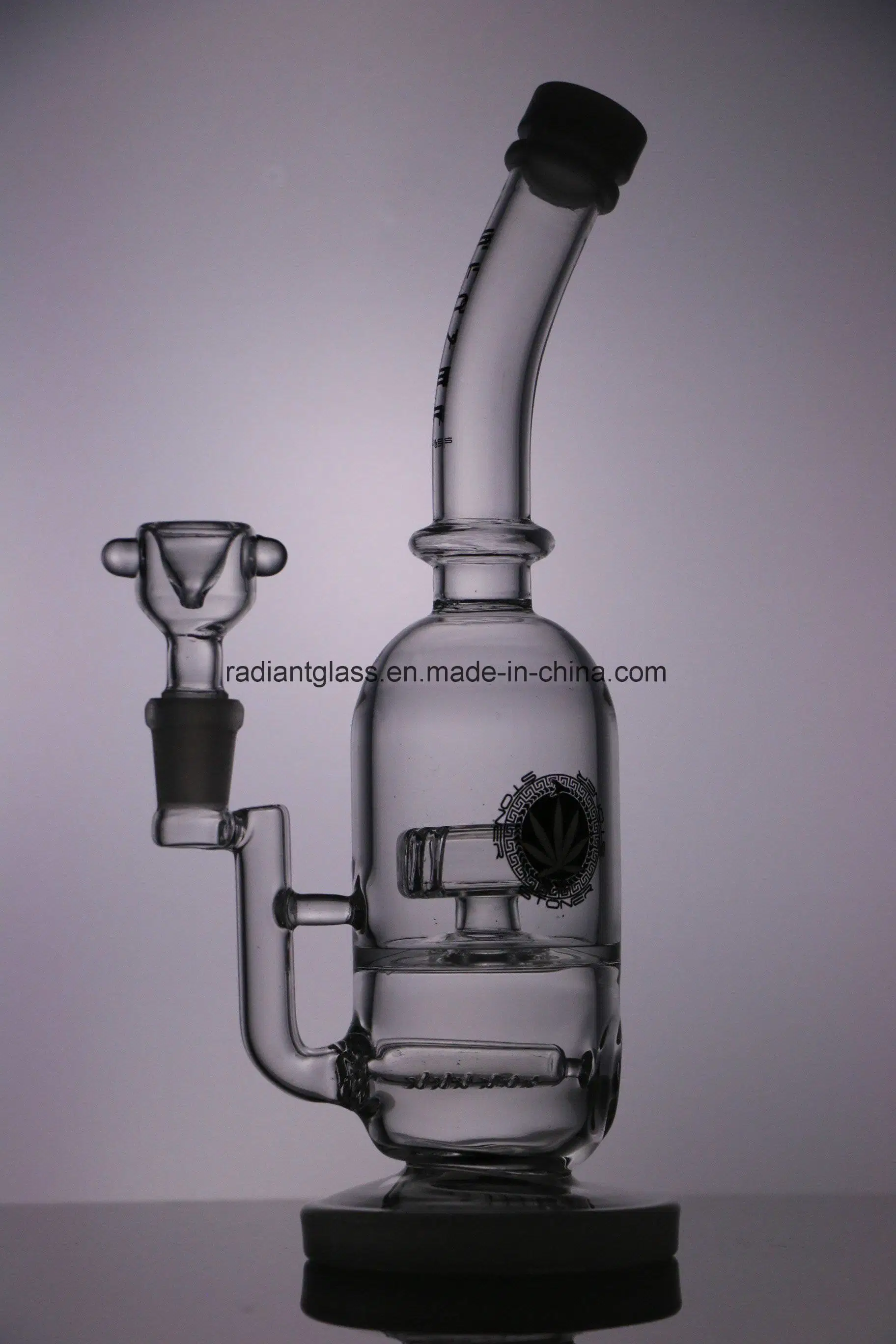 Inline Showerhead with Gear Perc White Mouthpiece Oil Rig