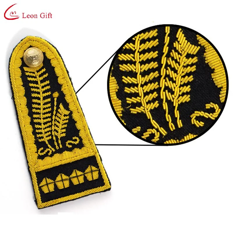 Factory Custom Logo Army Indian Silk High End Embroidery General Honor Shoulder Plate National Gold Handmade Shoulder Badge