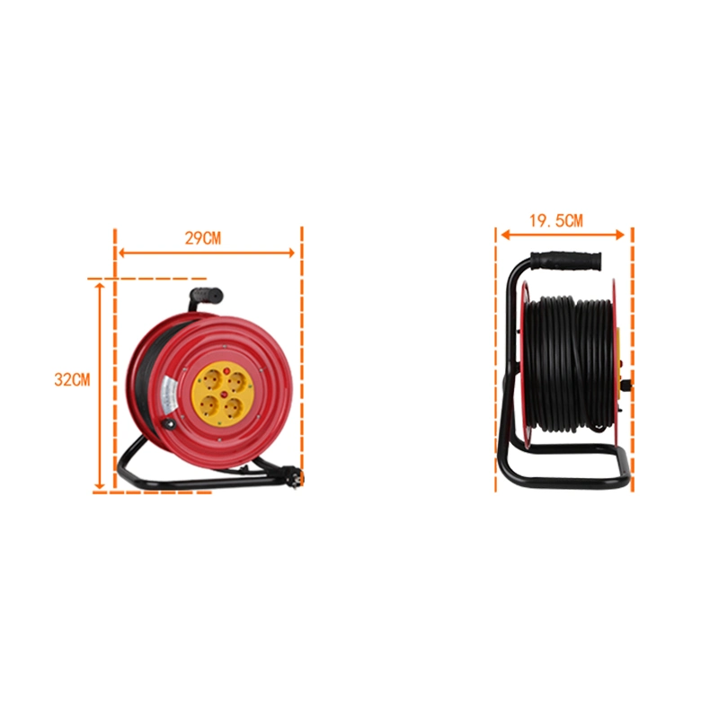 Le métal de 4 points de vente 16un espace européen de/Allemagne/Fédération de sockets cordons d'alimentation d'extension électrique enrouleur de câble