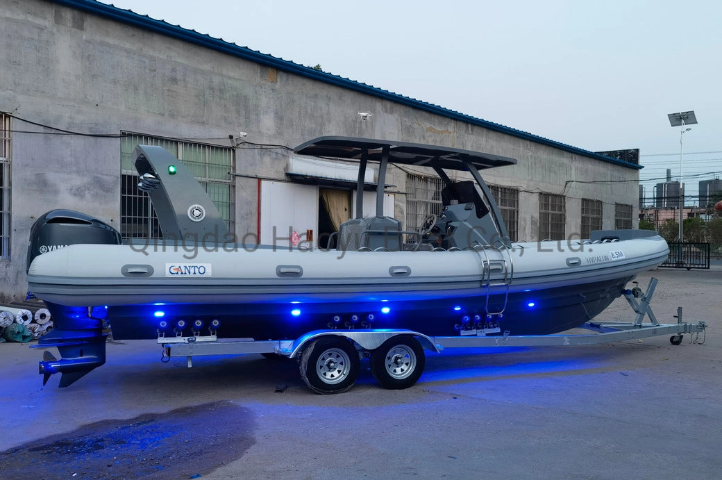 Haoyu Boat 8.6m/28FT Rib Boat Aluminum Hull Hypalon or PVC Under Water Lights