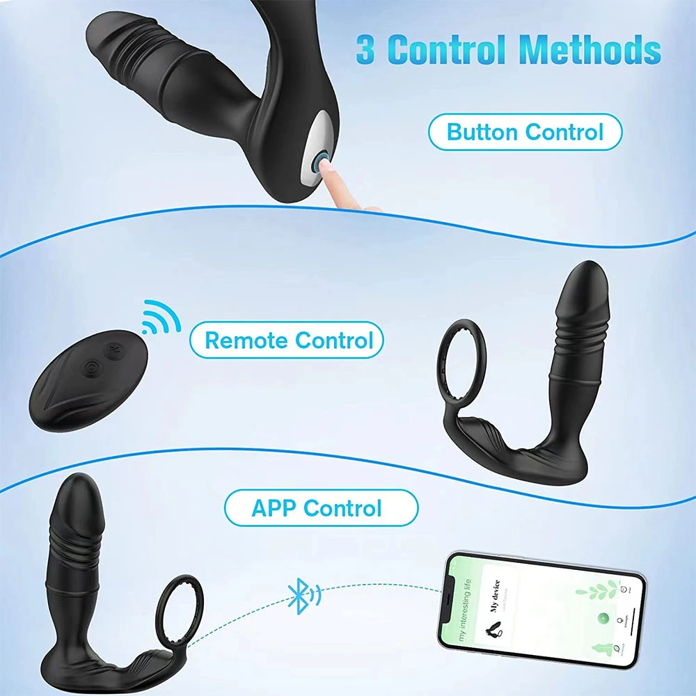 Couples 2 in 1 Functions APP Remote Control Interactive Telescopic Anal Stimulation Prostate Massager Sex Toy for Men