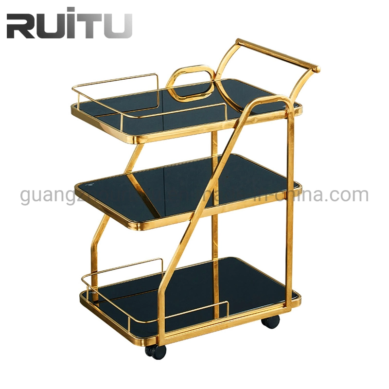 El mejor servicio de habitaciones de hotel CARRO carro de Servidor para Buffet banquetes de acero inoxidable de antigüedades móviles modernos espejo negro y plata café, té, la comida al servicio de trolley