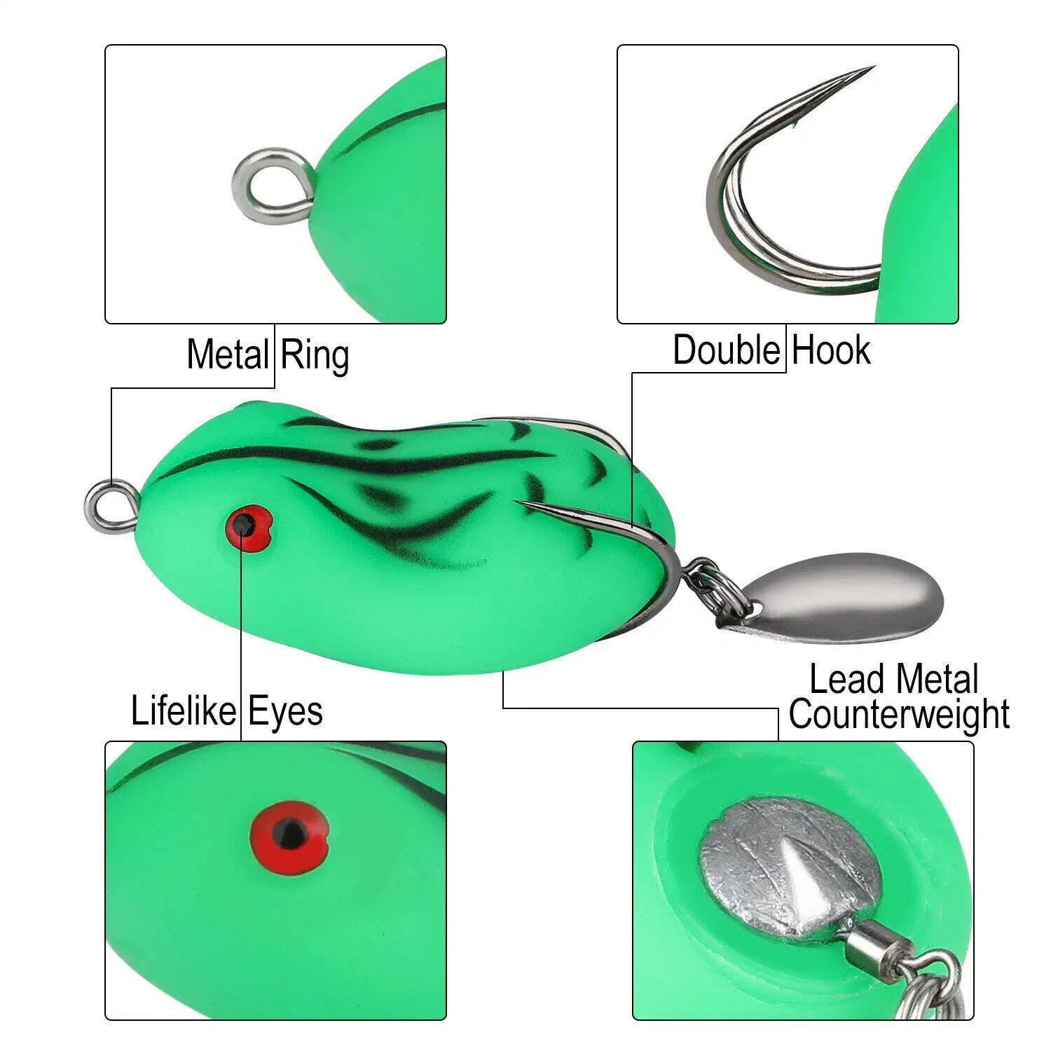 Haruan Jump Accessories Bait Soft Frog Double Hooks Topwater Artificial Fishing Lure