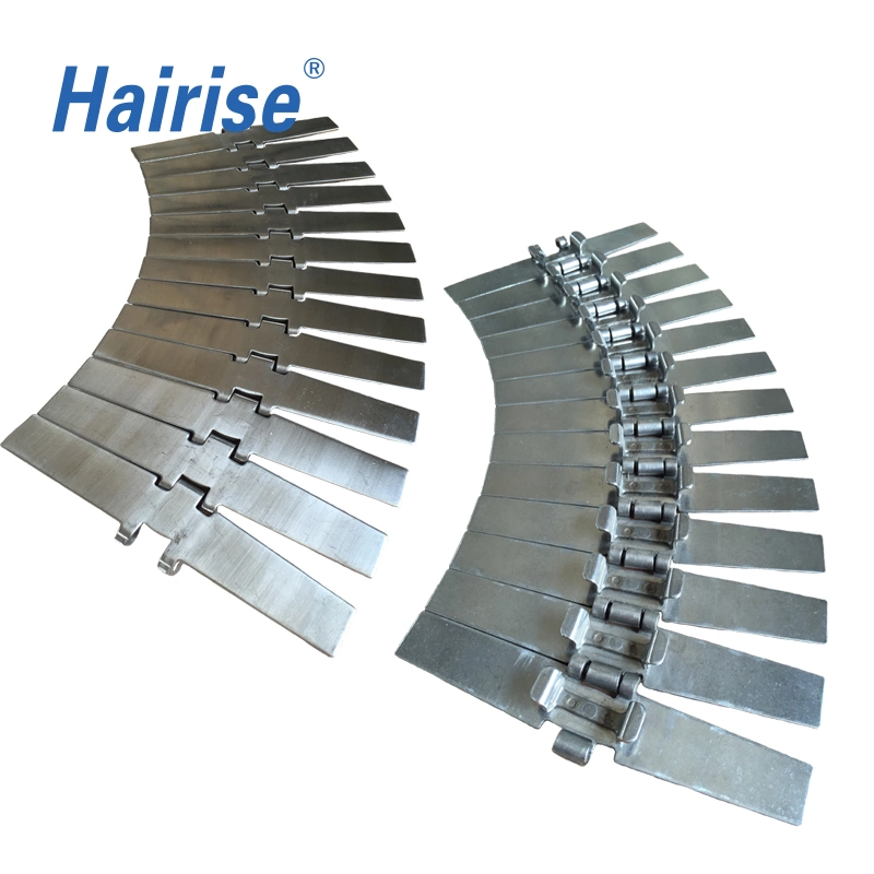 Hairise 981t lado Flexing Flat Top cadena de acero inoxidable con Big Turning Radius wtih Certificado FDA&amp; GSG