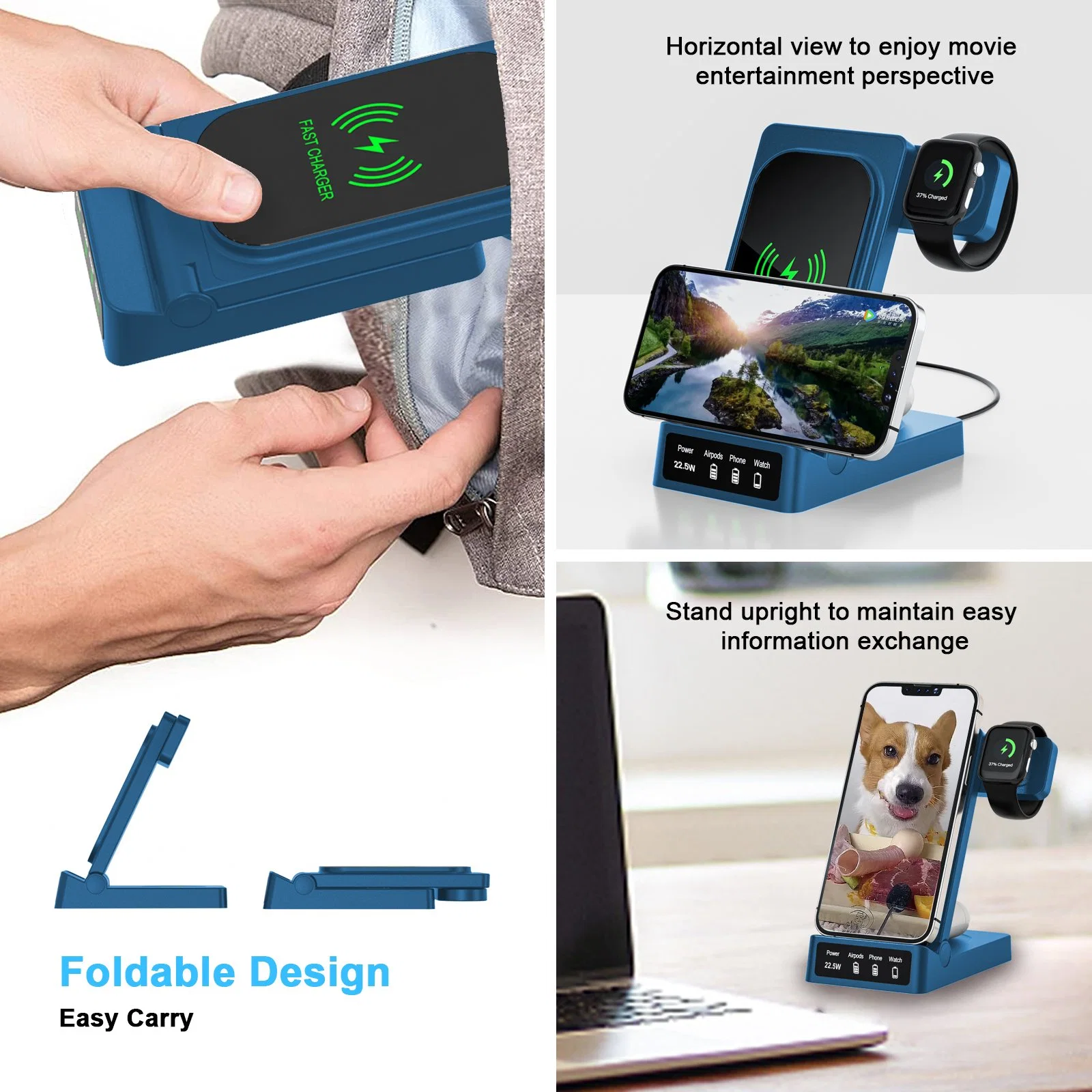 Portable Hands-Free Tripod Phone Stand Holder iPhone Mobile Phone Charger