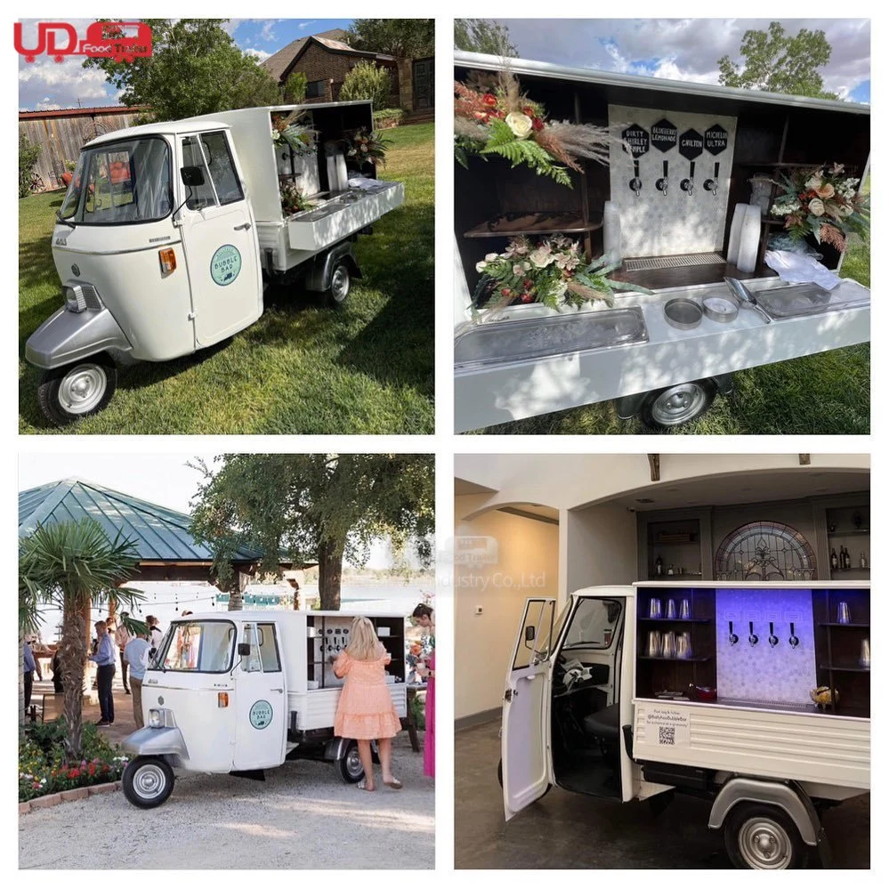 UD Mobile Beer Ape Piaggio Быстрая пищевая закуски Электрический трицикл Тук Тук Мобильный Джуки бар напитков станция коктейль барбекю лед Cream Taco Food Truck