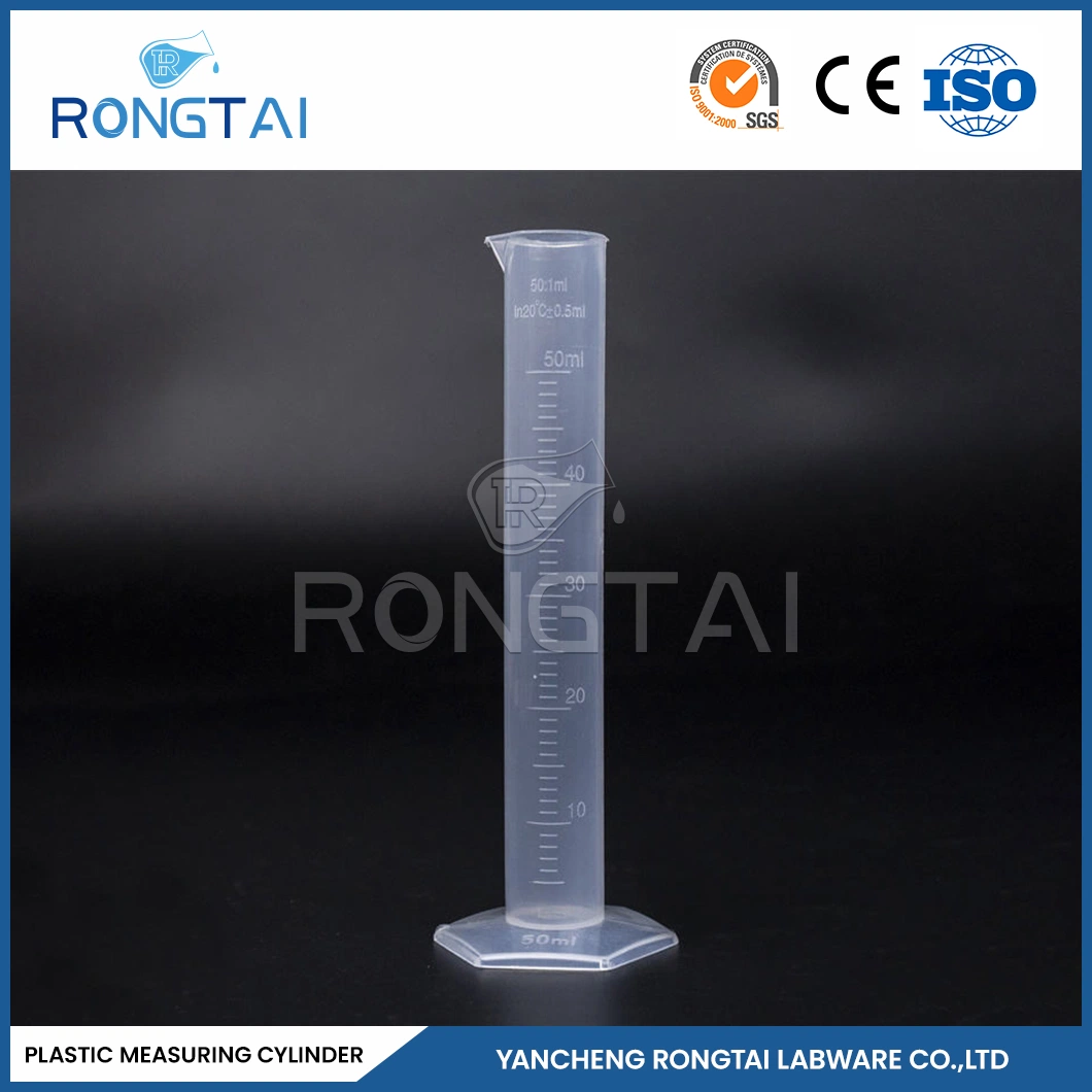Plástico Rongtai utensílios de laboratório a fábrica de PP 10ml Proveta China 10ml 25ml 50ml pequena proveta
