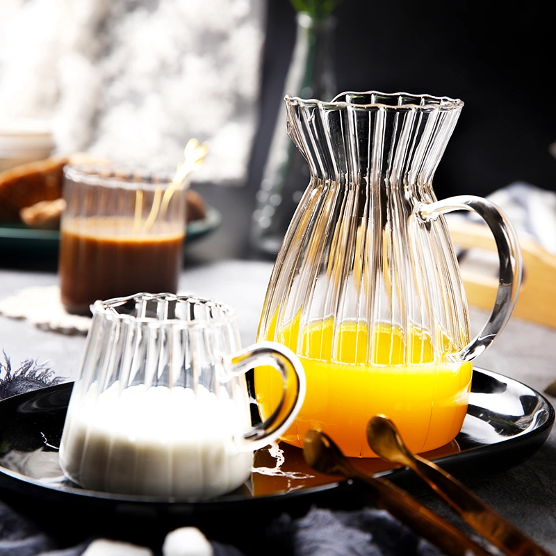 Feria de vidrio de borosilicato de alta taza de té de la copa de leche de cristal de la banda Infuser divisor de té de vidrio para el hogar de cristal tetera cafetera