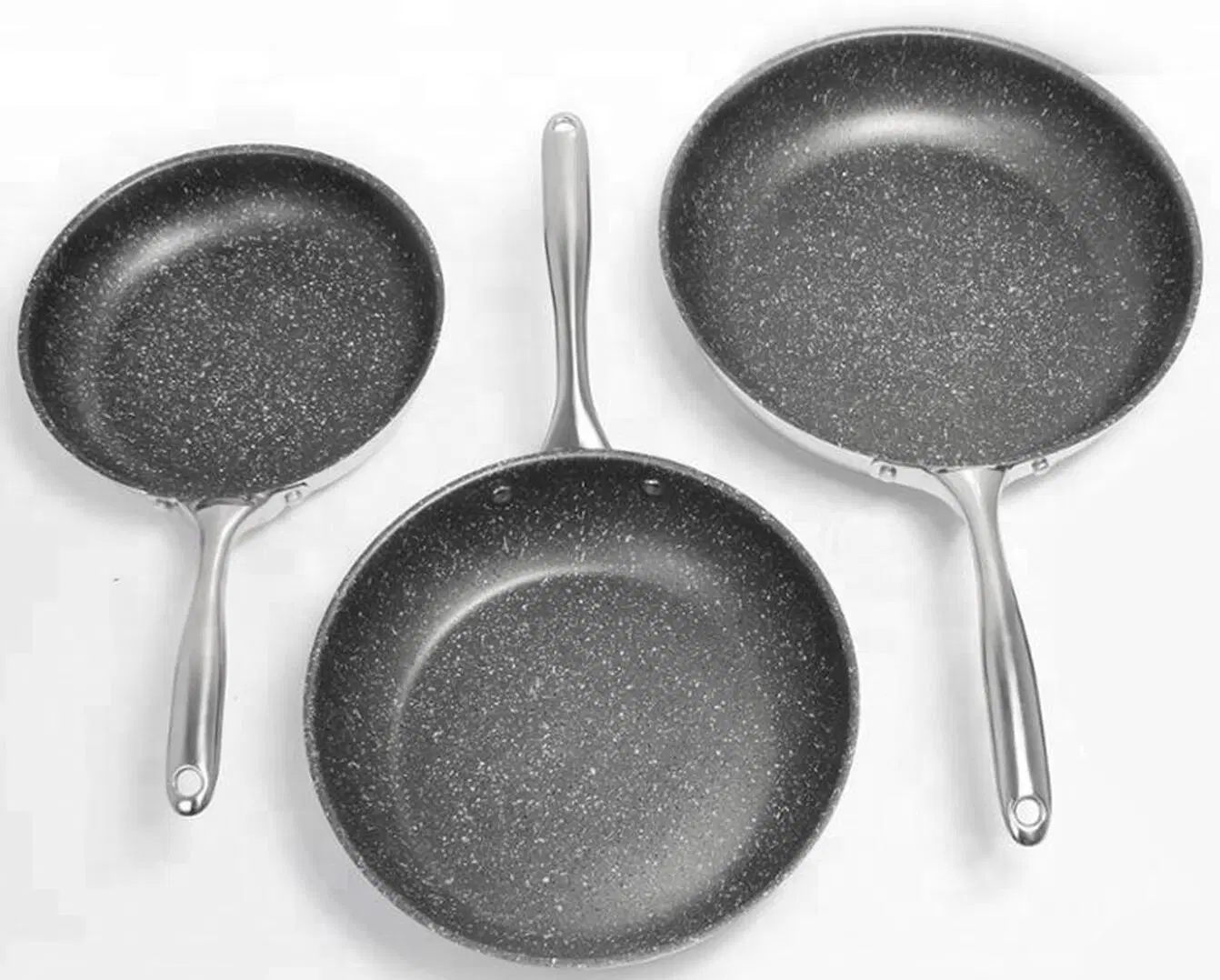 Kitchen Stainless Steel Non Stick Wok Pan Baking Pans 3PCS Cookware Sets Stainless Steel Frypan Multi Stir Skillet