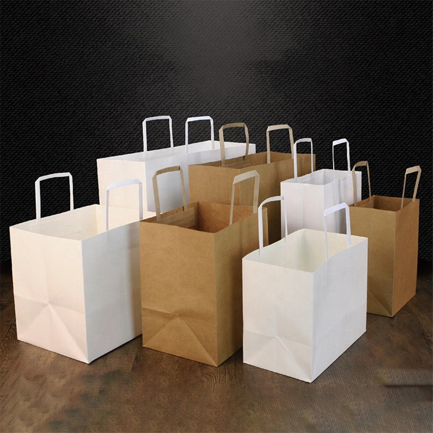 Brown Kraft Paper Grocery Shopping Bag Wholesale/Supplier Durable Acceptance Mark Custom Printed Flat Handle Take-Away Coffee Bag