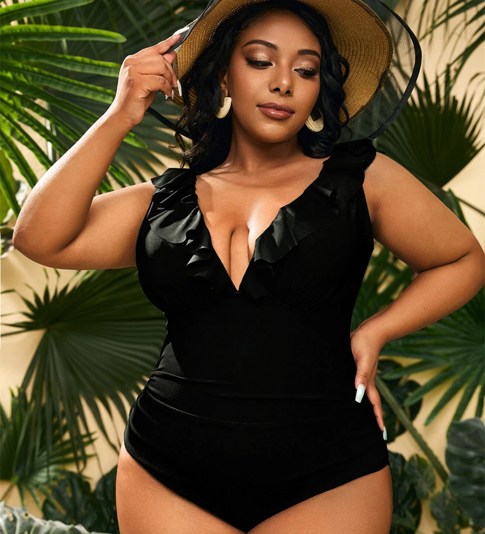 Plus Size One Piece Conservative Ladies Swimsuit Bikini Beach Swimwear