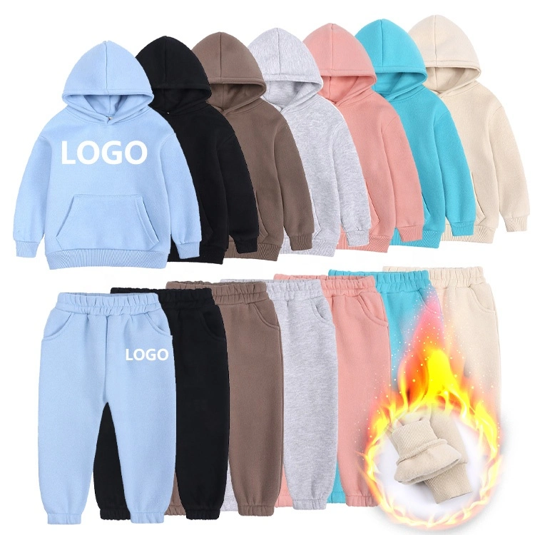 New Arrival Boys Hoodies Sweatpants Designer Jogging Sets Custom Logo Boys Fleece Sweatsuits Tracksuits Winter Sets Kids Clothing Children Apparel