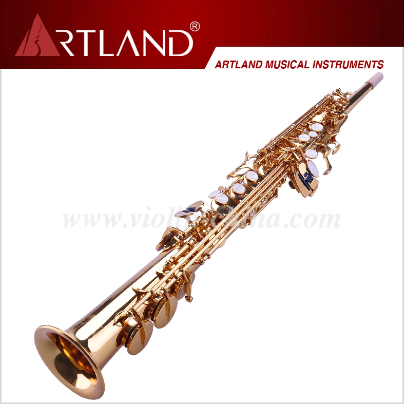 Bb Key Golden Lacquer Finish Professional Soprano Saxophone (ASS4506)