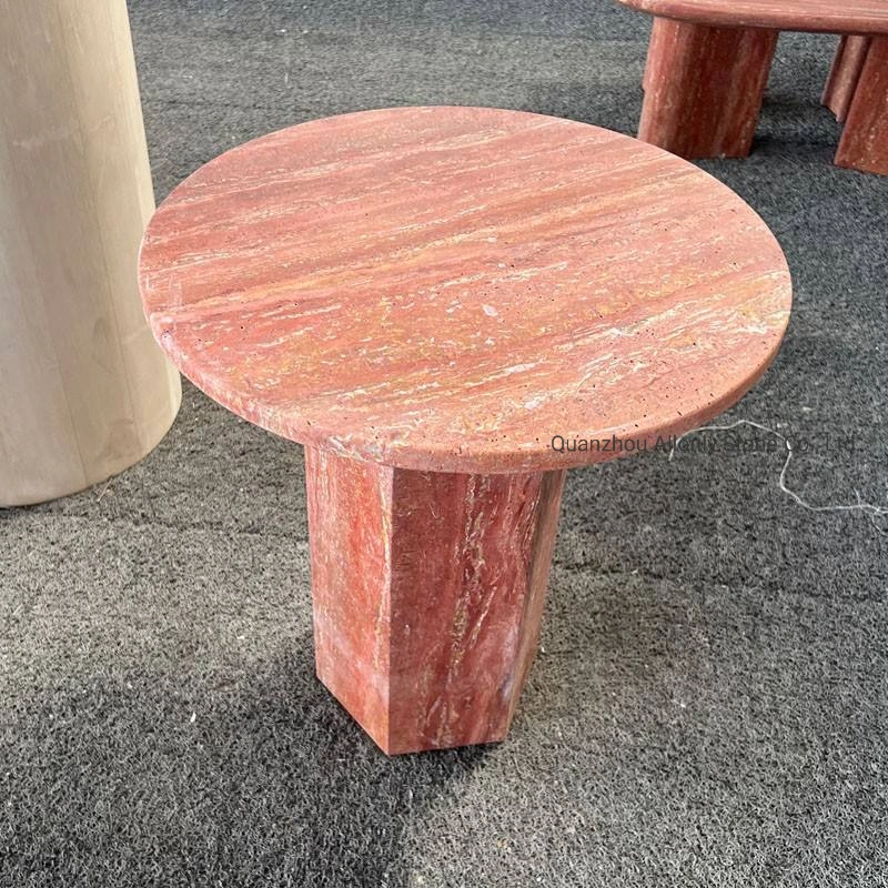 Living Room Small Furniture Honed Natural Red Travertine Sofa Side Table