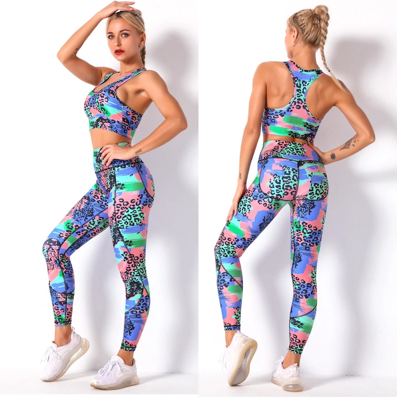 Sexy Sommer Workout Outfits Tie Dye Athletic Kleidung, Plus Size Tiermuster Schlangenmuster Gym Bh + Hoch Taillierte Leggings Activewear Yoga Passendes Set