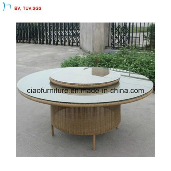 C-Hand Woven Outdoor Rattan Round Rotatable Big Dining Table