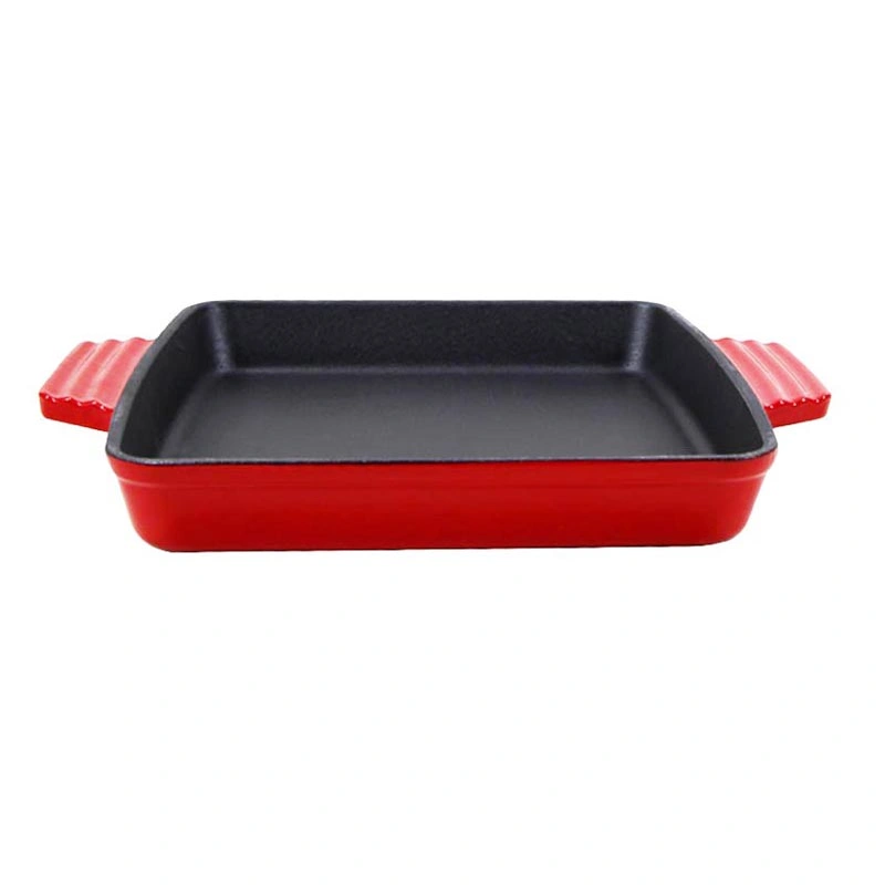 L'ÉMAIL OEM personnalisés Fonte Baker miche de pain en fonte Pan La plaque de cuisson de la lasagne casseroles 23x23cm