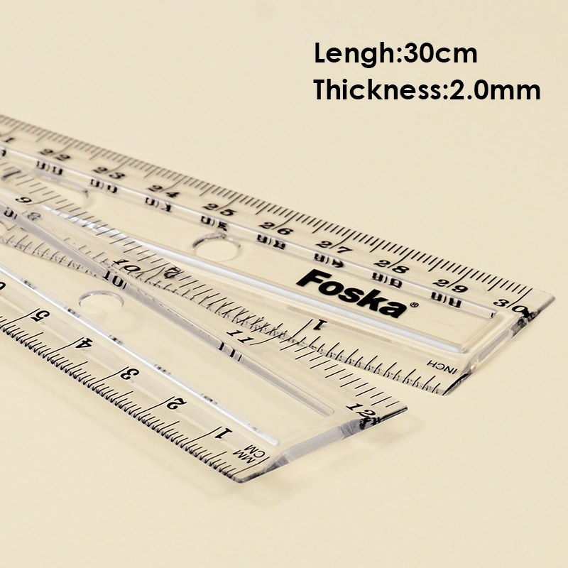 Foska 30cm Cheap Transparent Plastic Ruler