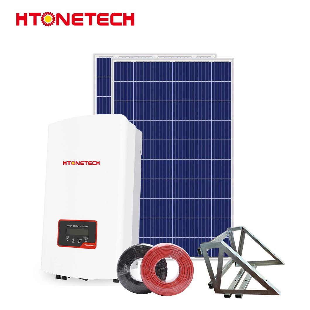 Htonetech Solar Invertor Hybrid Dual Face System 400W Full Black Paneles solares Original Factory 8kW 10KW 15kW 200 kW on Sistema de energía solar de la red