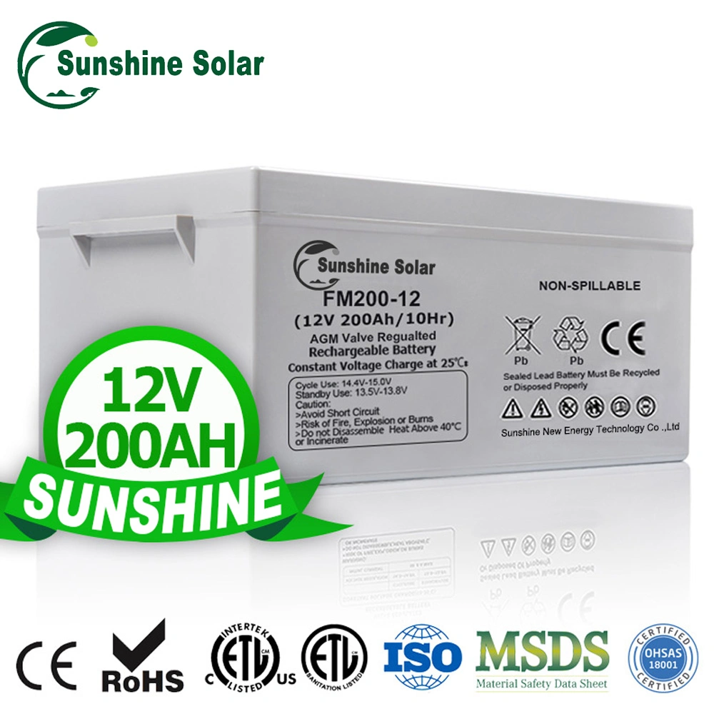 Sunshine longue durée de vie 12V 7, 2AH 28Ah 100AH 200AH LiFePO4 300Ah batterie solaire