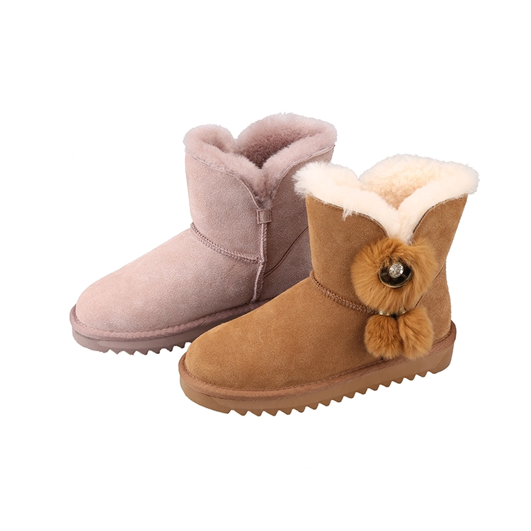 New Fashion Ladies Cute Pearl Tassel Sheepskin Warm Fur Snow Boots